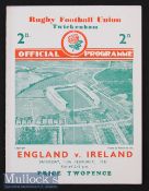 1937 England v Ireland Rugby Programme: In an England Triple Crown/Champs season^ lovely clean
