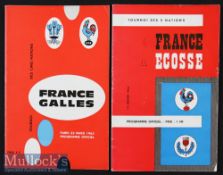 1963 France v Scotland & Wales Rugby Programmes (2): Score marked on first of these mag-type issues.