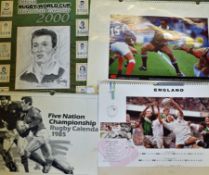 Very Large Pictorial Rugby Calendars 1980s-2000 (8): Five Nations^ RWC^ New Zealand All Blacks^
