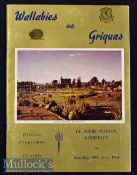 Very Rare 1963 Griquas v Australia Rugby Programme: Wallabies match programme on tour of South