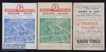 1952 Five Nations Rugby Programmes (3): Grand Slam season for Wales. Issues for England v Wales &