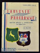 Scarce 1937 New Zealand v South Africa Rugby Programme: Issue from the deciding 3rd test^ won by the
