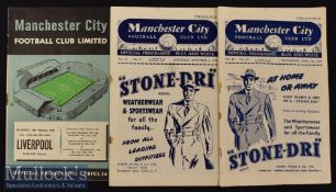 Scarce 1953/54 Manchester City v Liverpool Football Programme plus 52/53^ and 55/56 FAC^ general