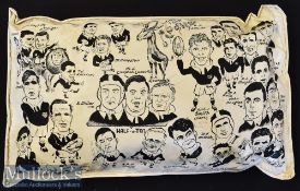 Very Unusual 1962 British Lions to South Africa Rugby Display Item: b/w plastic cushion^ 18” x 12” x