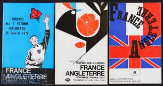 1968^ 70 & 72 France v England Rugby Programmes (3): France won or shared title for the first two