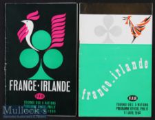 1964 & 1966 France v Ireland Rugby Programmes (2): As ever for that decade^ very clever cover