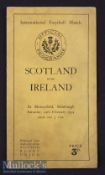 1934 Scotland v Ireland Rugby Programme: Some wear and rubbing to the highly traditional slim 8pp
