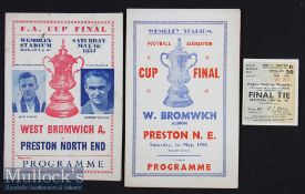 1954 FA Cup Final West Bromwich Albion v Preston North End Souvenir Football Programmes includes