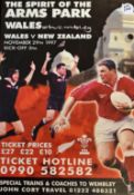 Wales v New Zealand 1997 Rugby Poster: f&g 25” x 18” colour poster advertising the Wales v New