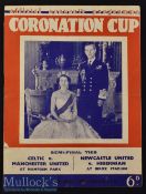 1953 Coronation Cup Semi-Finals Double Issue Football Programme Celtic v Manchester United and