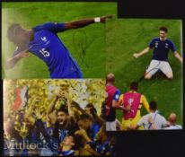 3x Signed France Colour Photographs Pogba^ Giroud etc^ measuring 30x21cm approx.