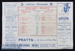 Rare 1926 England v France Rugby Programme: The large double sided ‘newspaper-style’ Twickenham