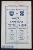 Rare 1909 Varsity Rugby Match Programme: Hugely famous Queen’s Club match when Oxford won by a