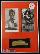 Duncan Edwards Signed Framed Display featuring a signed cutting below two prints^ framed^ measures