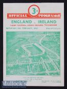 1950 England v Ireland Rugby Programme: Very clean crisp standard Twickenham 4pp issue