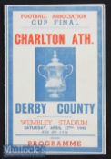 1946 FA Cup Final Charlton Athletic v Derby County Souvenir Football Programme printed by Ros^ in