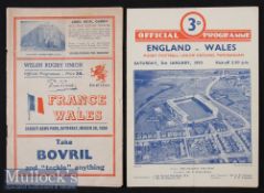 1950 Grand Slam Rugby Programmes^ England/Wales & Wales/France (2): Wales swept the board that year.