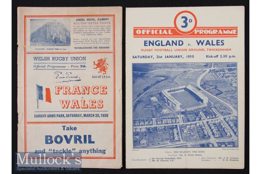 1950 Grand Slam Rugby Programmes^ England/Wales & Wales/France (2): Wales swept the board that year.