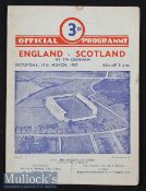 1947 England v Scotland Rugby Programme: England shared the title. Odd mark and fold but back to the