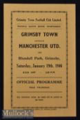 Scarce 1945/46 Grimsby Town v Manchester United Football Programme date 19 Jan^ single sheet^ in