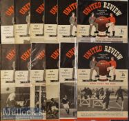 1951/52 Manchester United Home Football Programmes to include Nos 1-12 inclusive^ condition mixed