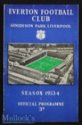 1953/54 Everton v Army FA XI Football Programme date 30 Sept^ light folds^ creases^ scores