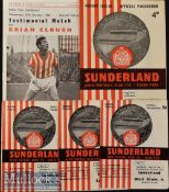 Selection of Brian Clough of Sunderland Last Match Football Programmes to include 62/63 Bury^ 64/