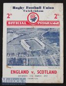 1938 England v Scotland Rugby Programme: In Scotland’s Triple Crown/Champs season^ ‘Wilson Shaw’s