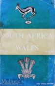 1964 South Africa v Wales Rugby Programme(s): Well-worn and partially-stained issue from the 24-3