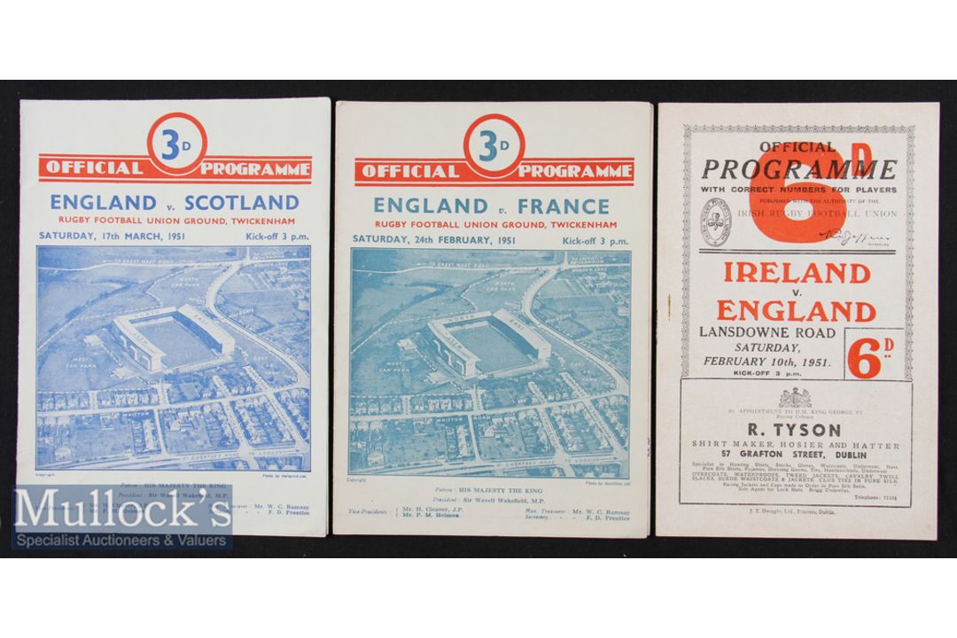 1951 England Five Nations Programmes (3): Irish Championship season. England away at Dublin^