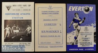 1962/63 Everton v Dunfermline A. (ICFC) Football Programme date 24 Oct plus second leg 31 Oct^ and