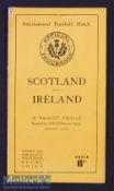 1949 Scotland v Ireland Rugby Programme: Ireland’s Triple Crown/Champions season aided by this 13-