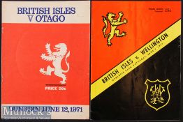 1971 British Lions Rugby Programmes in New Zealand (2): From the games v Wellington and Otago.