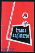 1962 France v England Rugby Programme: Magazine-style issue. France won the Championship. Score to