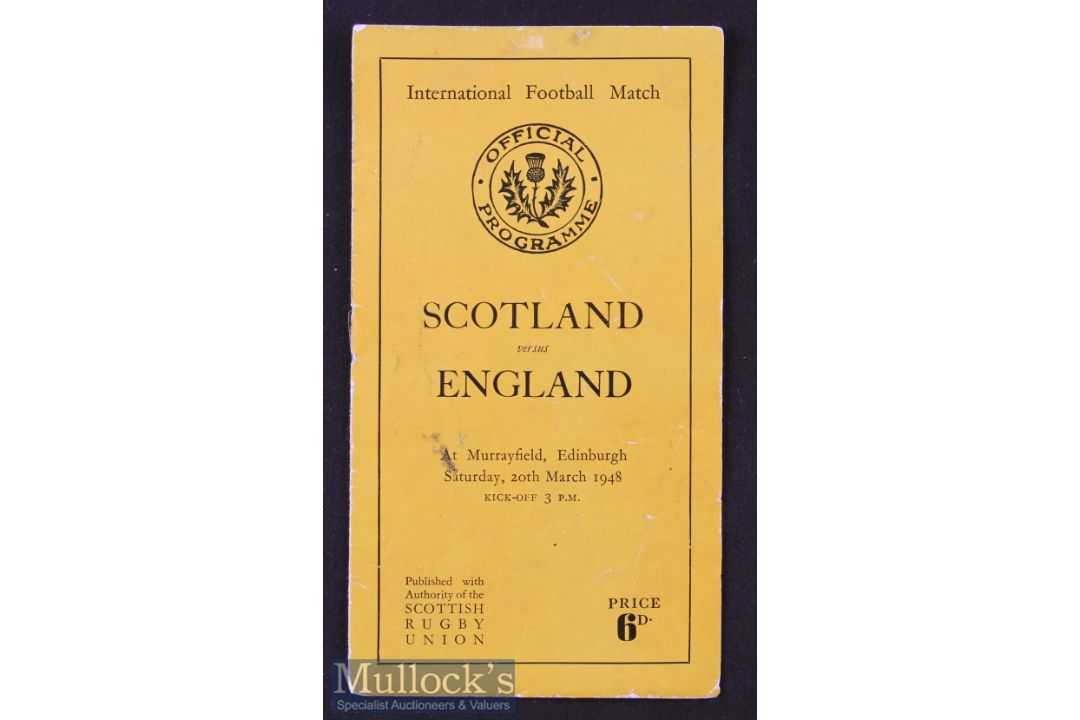 1948 Scotland v England Rugby Programme: Mickey Steele-Bodger only had to travel from Edinburgh