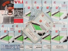 Selection of 1950s/60s Aston Villa Football Programmes includes 56/57 Leeds Utd/Man City double