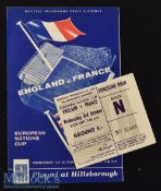 1962 England v France Football Programme and Ticket date 3 Oct at Hillsborough (2)