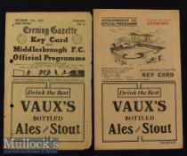 1947/48 and 1948/49 Middlesbrough v Everton Football Programmes date 11 Oct in P condition and 28