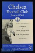 Scarce 1950/51 Chelsea v Lille Olympique football programme Inter-Club match date 15 Nov at Stamford