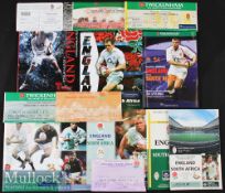 1992-2010 England v South Africa Rugby Programmes and tickets (8): Many with ticket^ clipping or