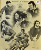 Pride of Wales b/w Rugby Print: 21” x 17” print of lovely pencil drawing by S Parkinson^ accurate