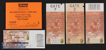1993/2001 British Lions Test Rugby Tickets (5): From the 1st Test at Christchurch^ 1993^ near