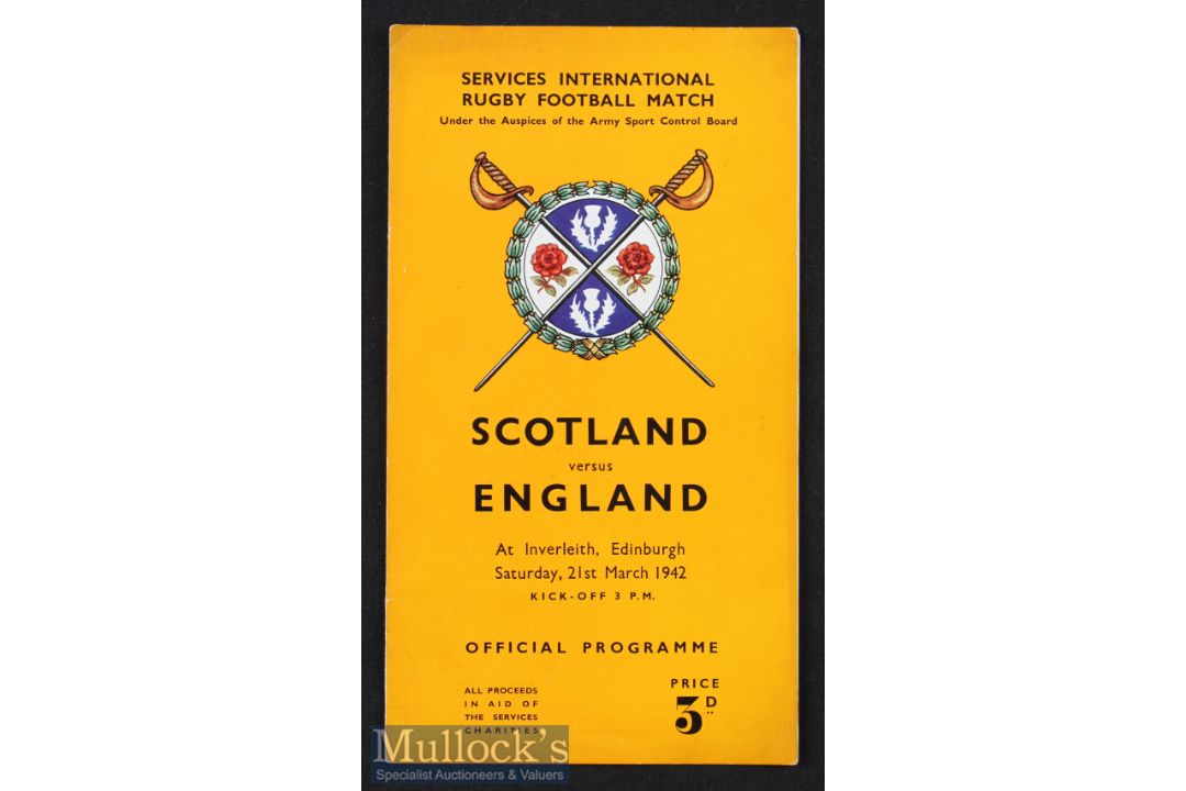 1942 Scotland v England Wartime Rugby Programme: Sticking to the orange 4pp pattern but from