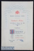 Very Rare 1910 Wales v Scotland Rugby Dinner Menu: In splendid condition^ the attractive embossed