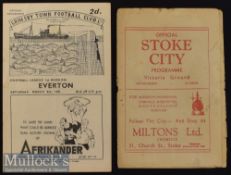 1946/47 Everton Away Football Programmes to include Grimsby Town and Stoke City^ F/G overall (2)