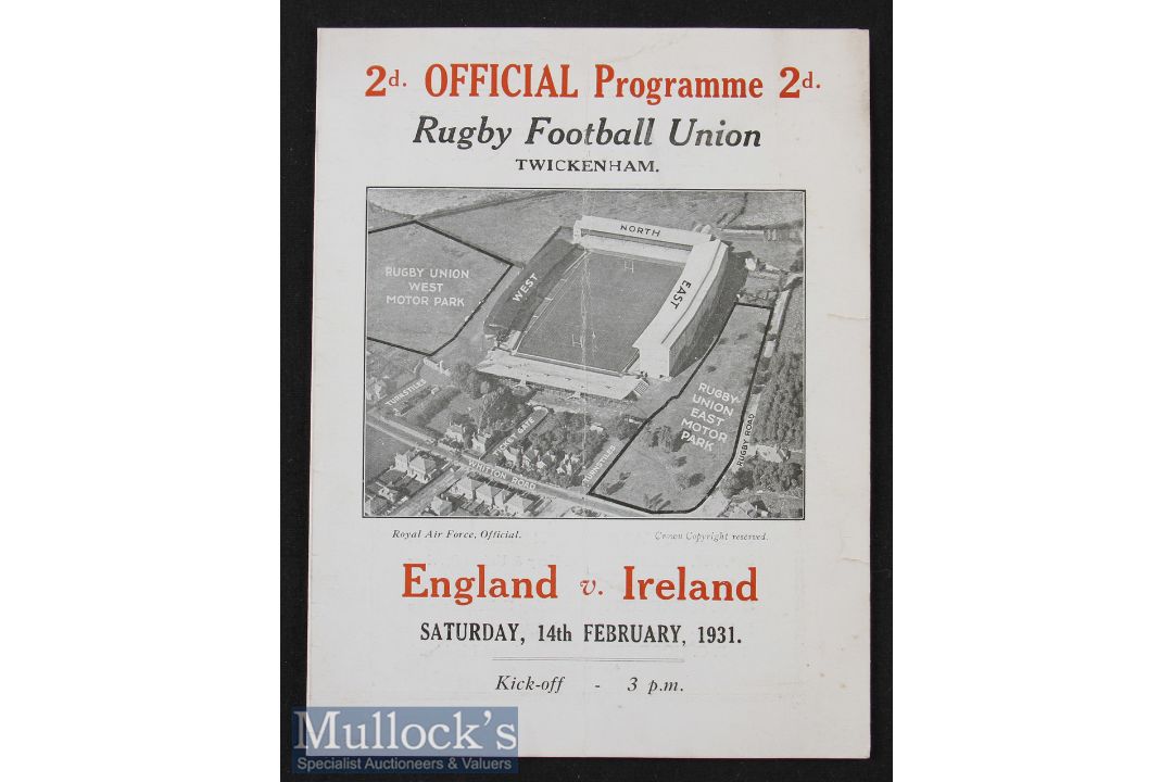 1931 England v Ireland Rugby Programme: England champions. Pocket fold^ Springbok tour details