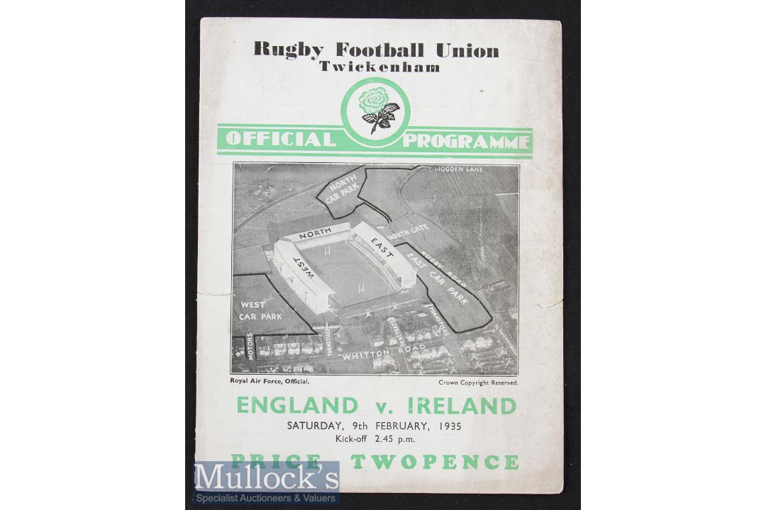 1935 England v Ireland Rugby Programme: In Ireland’s Championship season^ well-worn cover but o/wise