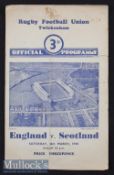 1946 England v Scotland ‘Victory’ Rugby Programme: Matt 4pp card for this first ‘unofficial’ post