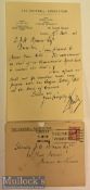 Sir Frederick Joseph Wall (1858-1944) Signed Letter of Arsenal interest - dated 9th Nov 1918 on