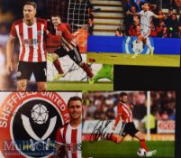 5x Signed Sheffield United Colour Photographs Freeman^ Norwood^ Flack etc. measuring 30x21cm approx.
